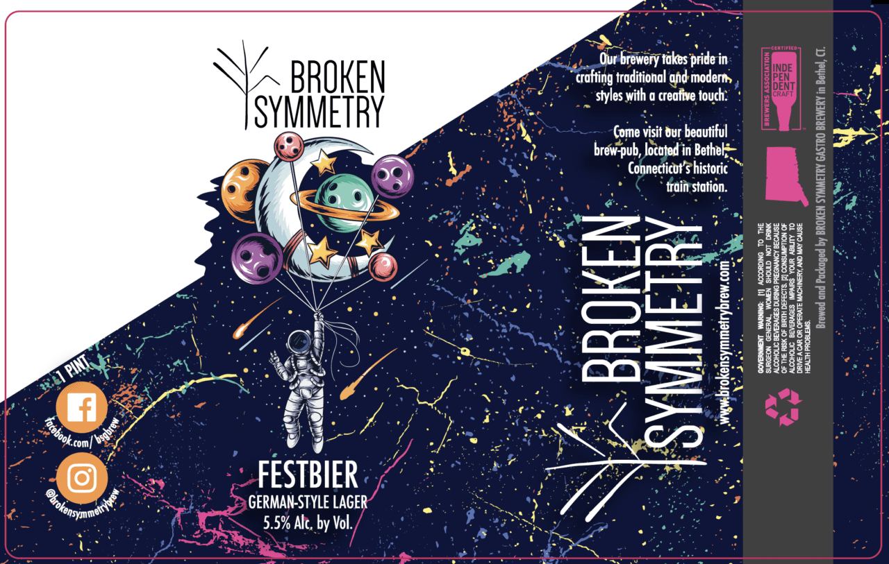 Broken Symmetry "Festbier" German-style lager label — digital print sample